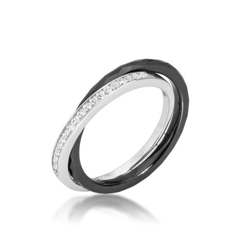 Double-Band Ceramic Eternity Ring - Black