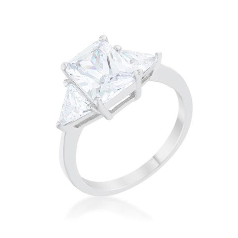 Classic Clear White Gold Rhodium Engagement Ring