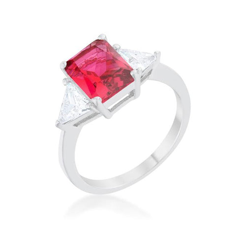 Classic Fuchsia White Gold Rhodium Engagement Ring