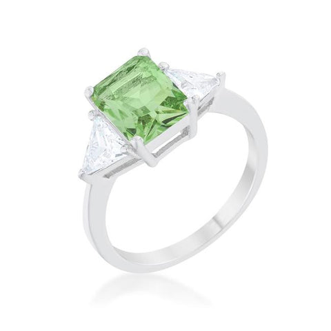 Classic Peridot White Gold Rhodium Engagement Ring