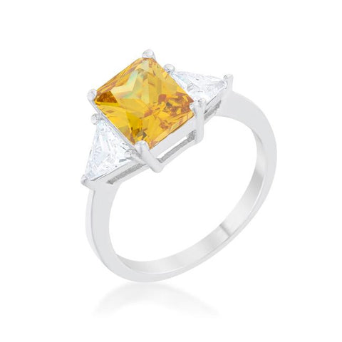 Classic Canary Yellow White Gold Rhodium Engagement Ring