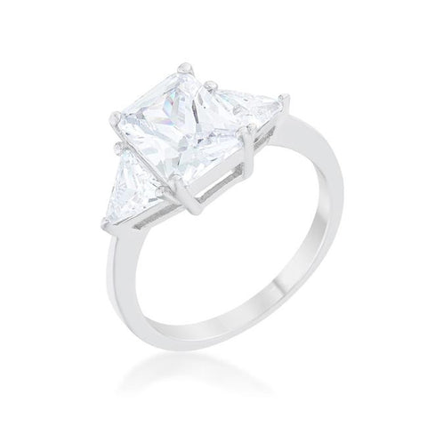 Classic Clear Sterling Silver Engagement Ring