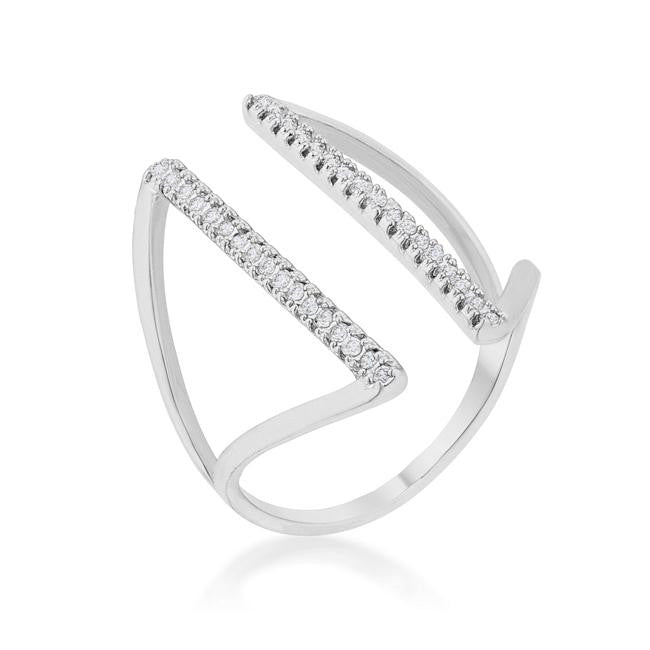 Jena 0.2ct CZ Rhodium Delicate Parallel Ring