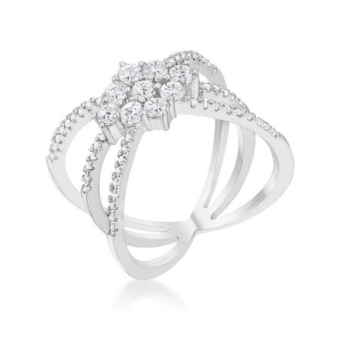 Mindy 0.8ct CZ Rhodium Delicate Triple Wrap Ring