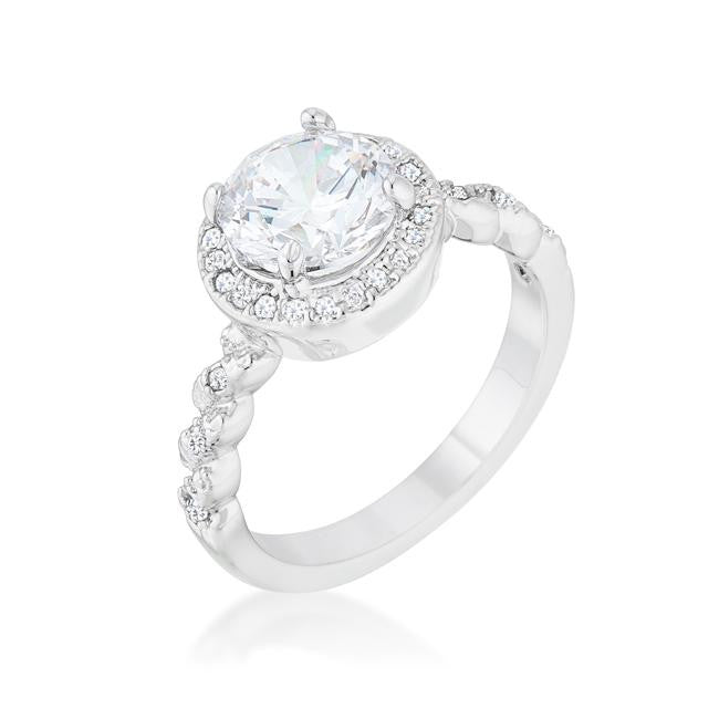 Jordana 2.2ct Clear CZ Rhodium Classic Ring, <b>Size 5</b>