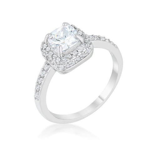 Serena 1.5ct Clear CZ Rhodium Art Deco Ring, <b>Size 5</b>