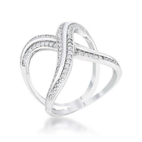 Christa 0.4ct CZ Rhodium Pave X Ring, <b>Size 5</b>