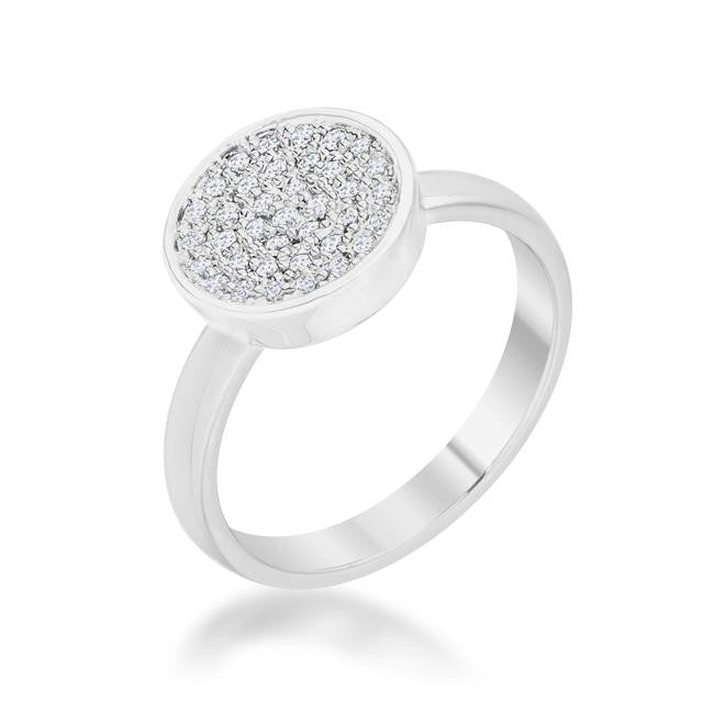 Krystal 0.2ct CZ Rhodium Pave Circle Ring, <b>Size 5</b>