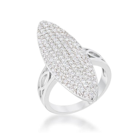 Bella 2.3ct CZ Rhodium Contemporary Cocktail Ring, <b>Size 5</b>