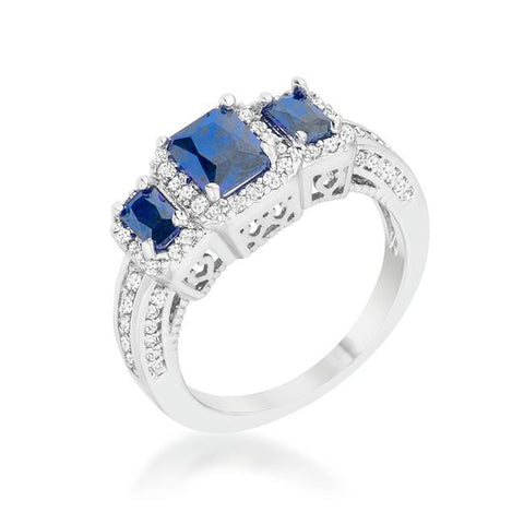 Rita 2.3ct Sapphire CZ Rhodium Classic Trio Ring, <b>Size 5</b>