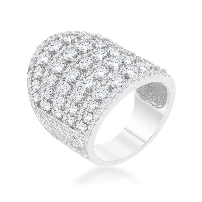 Charlyn 2.5ct Rhodium CZ Statement Cocktail Ring, <b>Size 5</b>