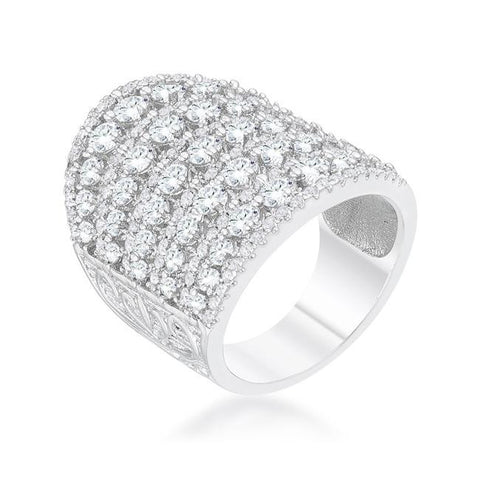 Charlyn 2.5ct Rhodium CZ Statement Cocktail Ring, <b>Size 5</b>