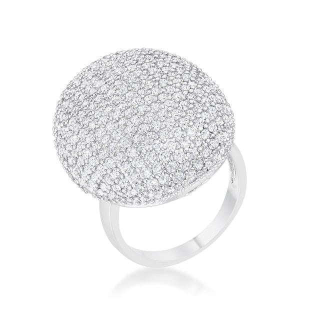 Karla 1.9 ct CZ Rhodium Round Statement Cocktail Ring, <b>Size 5</b>