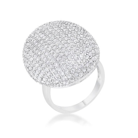 Karla 1.9 ct CZ Rhodium Round Statement Cocktail Ring, <b>Size 5</b>
