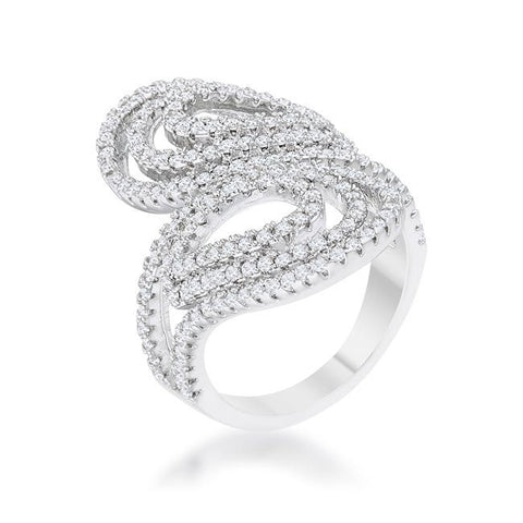 Serina 1ct CZ Rhodium Pave Circle Ring, <b>Size 5</b>