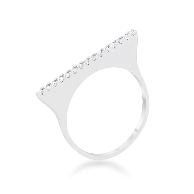Karolina 0.2ct CZ Rhodium Contemporary Simple Ring, <b>Size 5</b>