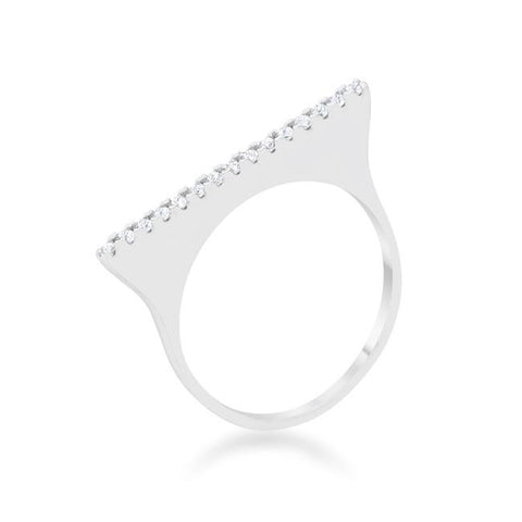 Karolina 0.2ct CZ Rhodium Contemporary Simple Ring, <b>Size 5</b>