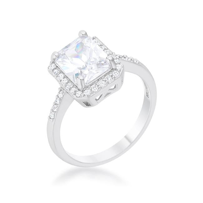Ariana 2.95ct CZ Rhodium Classic Ring, <b>Size 5</b>
