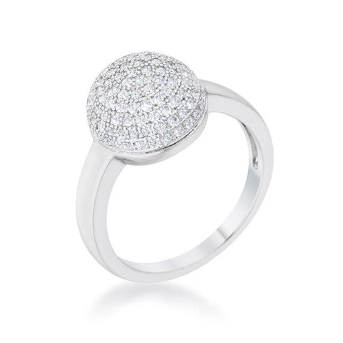 Brie 0.6ct CZ Rhodium Contemporary Sphere Ring, <b>Size 5</b>