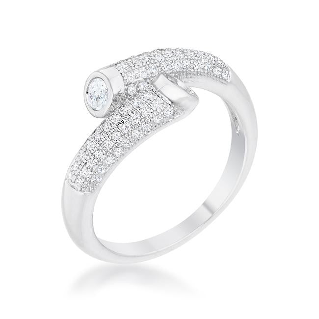 Perry 0.62ct CZ Rhodium Contemporary Wrap Ring, <b>Size 5</b>