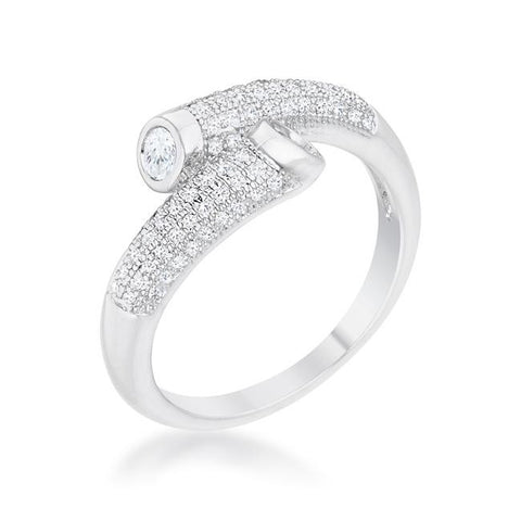 Perry 0.62ct CZ Rhodium Contemporary Wrap Ring, <b>Size 5</b>