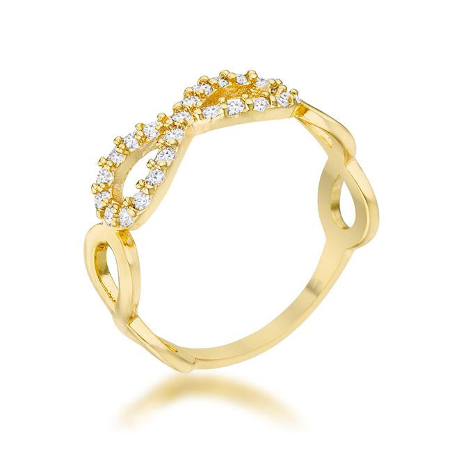 Mina 0.35ct CZ 14k Gold Infinity Ring, <b>Size 5</b>