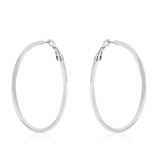 Silvertone Twist Hoop Earrings