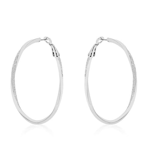 Silvertone Twist Hoop Earrings