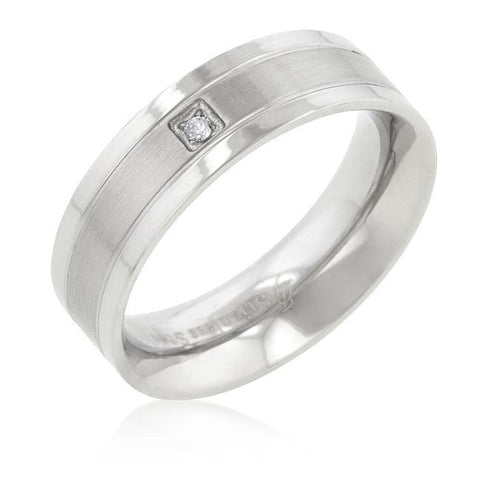 Stainless Steel Solitaire Cubic Zirconia Ring