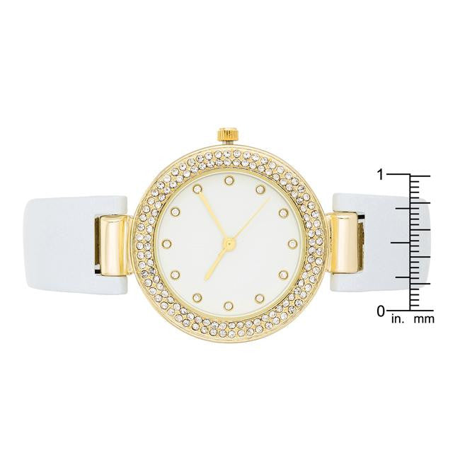 White Cuff Crystal Watch