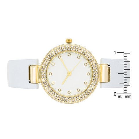 White Cuff Crystal Watch