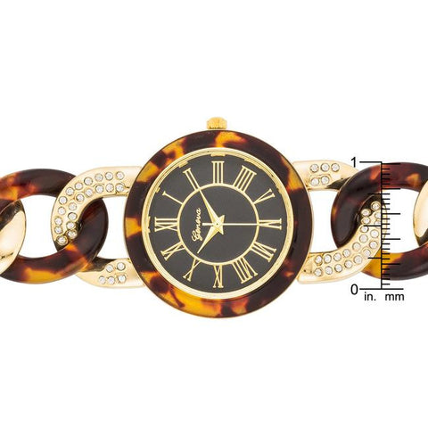 Gold Link Watch With Crystlas
